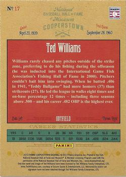 2013 Panini Cooperstown - Numbers Game #17 Ted Williams Back