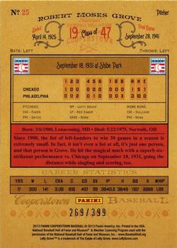 2013 Panini Cooperstown - Red Crystal #25 Lefty Grove Back