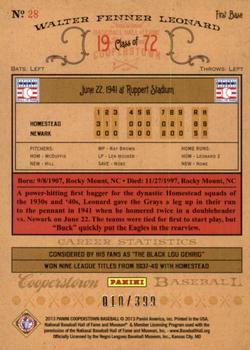2013 Panini Cooperstown - Red Crystal #28 Buck Leonard Back