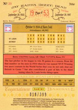 2013 Panini Cooperstown - Red Crystal #39 Dizzy Dean Back
