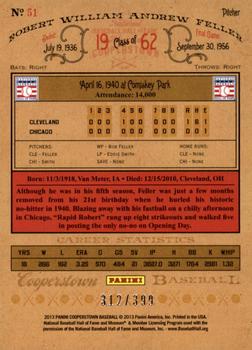 2013 Panini Cooperstown - Red Crystal #51 Bob Feller Back