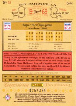 2013 Panini Cooperstown - Red Crystal #55 Roy Campanella Back