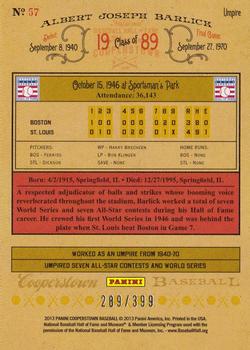 2013 Panini Cooperstown - Red Crystal #57 Al Barlick Back