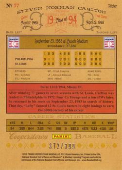 2013 Panini Cooperstown - Red Crystal #77 Steve Carlton Back