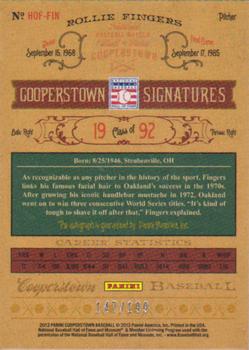 2013 Panini Cooperstown - Signatures #HOF-FIN Rollie Fingers Back