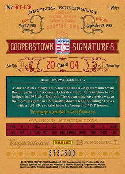 2013 Panini Cooperstown - Signatures #HOF-ECK Dennis Eckersley Back