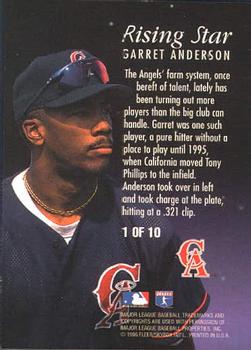 1996 Ultra - Rising Stars #1 Garret Anderson Back