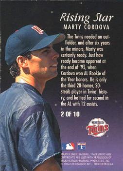 1996 Ultra - Rising Stars #2 Marty Cordova Back