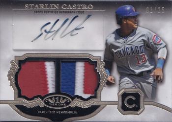 2013 Topps Tier One - Autograph Dual Relics #TOADR-SC Starlin Castro Front