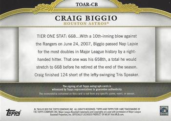 2013 Topps Tier One - Autograph Relics #TOAR-CB Craig Biggio Back