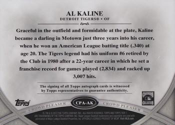 2013 Topps Tier One - Crowd Pleaser Autographs #CPA-AK Al Kaline Back