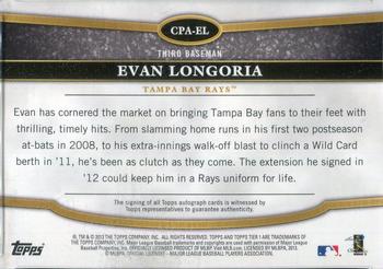 2013 Topps Tier One - Crowd Pleaser Autographs #CPA-EL Evan Longoria Back
