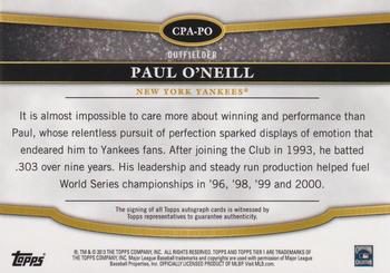2013 Topps Tier One - Crowd Pleaser Autographs #CPA-PO Paul O'Neill Back