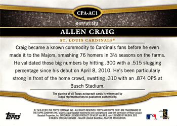 2013 Topps Tier One - Crowd Pleaser Autographs #CPA-AC1 Allen Craig Back