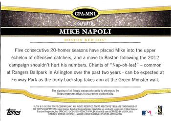 2013 Topps Tier One - Crowd Pleaser Autographs #CPA-MN1 Mike Napoli Back