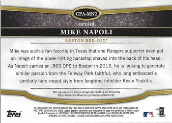 2013 Topps Tier One - Crowd Pleaser Autographs #CPA-MN2 Mike Napoli Back