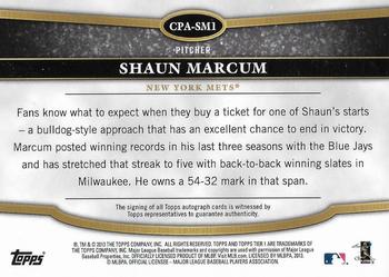 2013 Topps Tier One - Crowd Pleaser Autographs #CPA-SM1 Shaun Marcum Back
