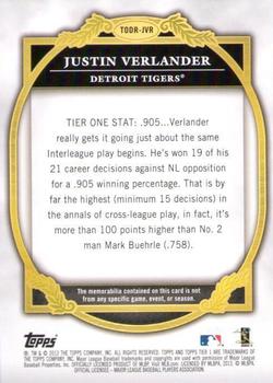 2013 Topps Tier One - Dual Relics #TODR-JVR Justin Verlander Back