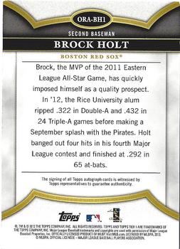 2013 Topps Tier One - On the Rise Autographs #ORA-BH1 Brock Holt Back
