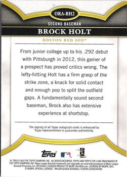 2013 Topps Tier One - On the Rise Autographs #ORA-BH2 Brock Holt Back