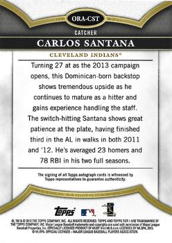 2013 Topps Tier One - On the Rise Autographs #ORA-CST Carlos Santana Back