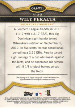 2013 Topps Tier One - On the Rise Autographs #ORA-WP1 Wily Peralta Back