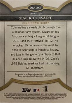 2013 Topps Tier One - On the Rise Autographs #ORA-ZC1 Zack Cozart Back
