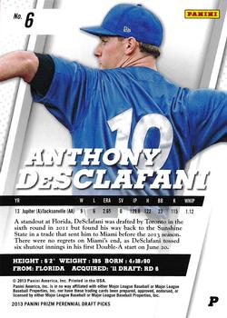 2013 Panini Prizm Perennial Draft Picks #6 Anthony DeSclafani Back
