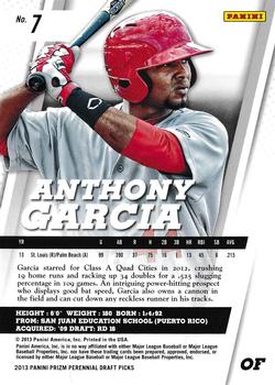 2013 Panini Prizm Perennial Draft Picks #7 Anthony Garcia Back