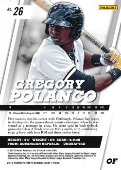 2013 Panini Prizm Perennial Draft Picks #26 Gregory Polanco Back