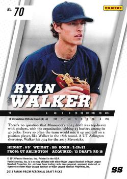 2013 Panini Prizm Perennial Draft Picks #70 Ryan Walker Back