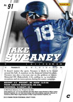 2013 Panini Prizm Perennial Draft Picks #91 Jake Sweaney Back