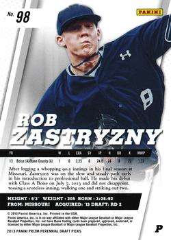2013 Panini Prizm Perennial Draft Picks #98 Rob Zastryzny Back