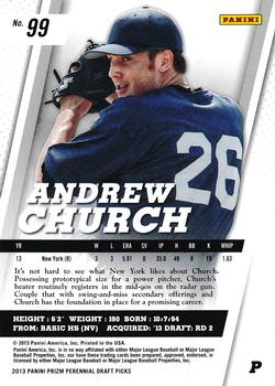 2013 Panini Prizm Perennial Draft Picks #99 Andrew Church Back