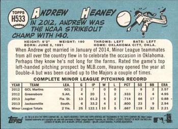 2014 Topps Heritage #H533 Andrew Heaney Back