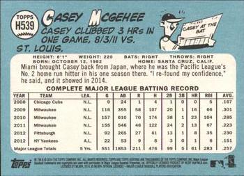 2014 Topps Heritage #H539 Casey McGehee Back