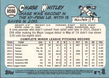 2014 Topps Heritage #H596 Chase Whitley Back
