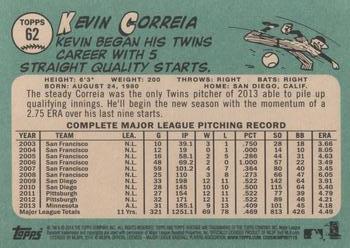 2014 Topps Heritage #62 Kevin Correia Back