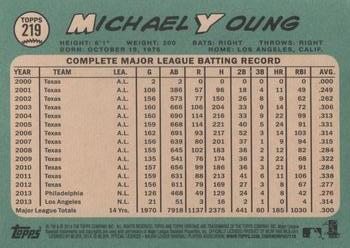 2014 Topps Heritage #219 Michael Young Back
