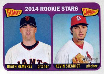 2014 Topps Heritage #282 Giants/Cardinals Rookie Stars (Heath Hembree / Kevin Siegrist) Front