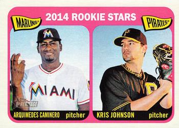 2014 Topps Heritage #286 Marlins/Pirates Rookie Stars (Arquimedes Caminero / Kris Johnson) Front
