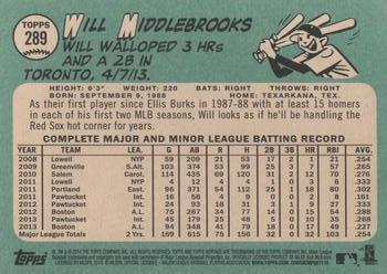 2014 Topps Heritage #289 Will Middlebrooks Back