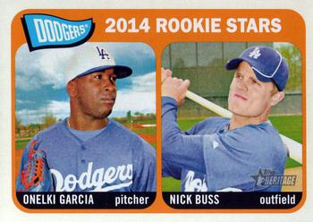 2014 Topps Heritage #331 Dodgers Rookie Stars (Onelki Garcia / Nick Buss) Front