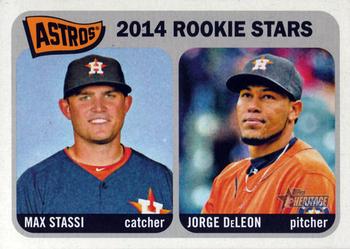 2014 Topps Heritage #409 Astros Rookie Stars (Max Stassi / Jorge DeLeon) Front