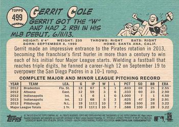 2014 Topps Heritage #499 Gerrit Cole Back