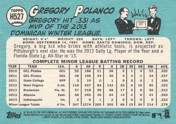 2014 Topps Heritage #H527 Gregory Polanco Back