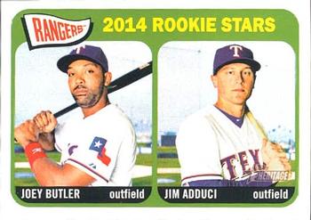 2014 Topps Heritage #104 Rangers Rookie Stars (Joey Butler / Jim Adduci) Front
