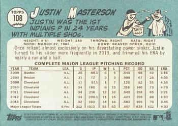 2014 Topps Heritage #108 Justin Masterson Back