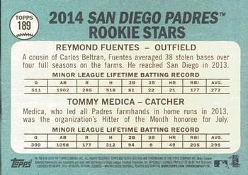 2014 Topps Heritage #189 Padres Rookie Stars (Tommy Medica / Reymond Fuentes) Back