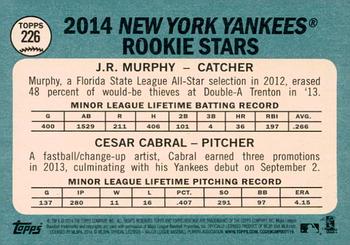 2014 Topps Heritage #226 Yankees Rookie Stars (Cesar Cabral / J.R. Murphy) Back